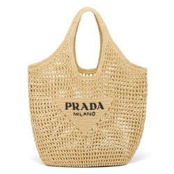 Replica Prada Raffia Tote Bag Apricot