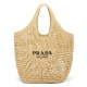Replica Prada Raffia Tote Bag Apricot