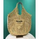 Replica Prada Raffia Tote Bag Apricot