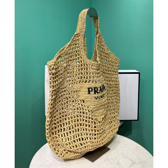 Replica Prada Raffia Tote Bag Apricot