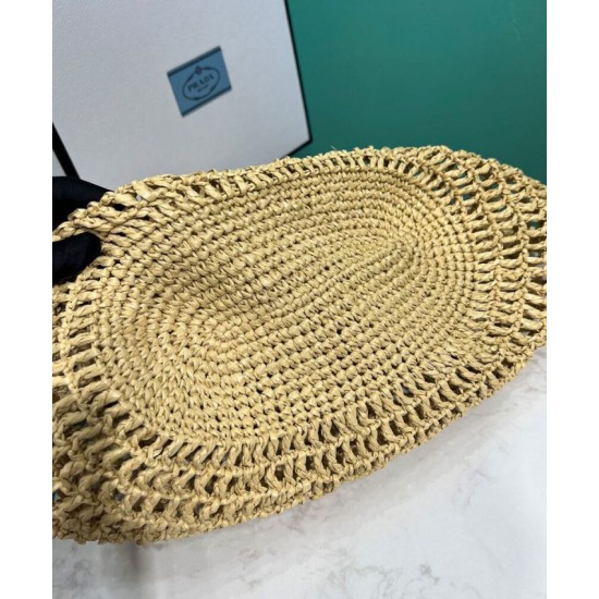 Replica Prada Raffia Tote Bag Apricot