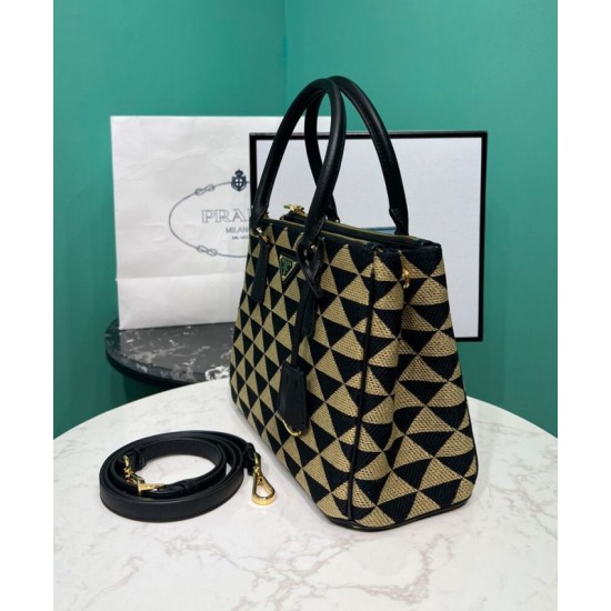 Replica Prada Borsa Prada Galleria Medium In Tessuto Jacquard Apricot