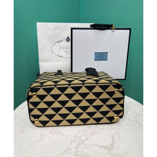 Replica Prada Borsa Prada Galleria Medium In Tessuto Jacquard Apricot