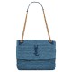 Fake YSL Saint Laurent Niki Medium Chain Bag In Raffia And Leather Blue Replica