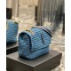 Fake YSL Saint Laurent Niki Medium Chain Bag In Raffia And Leather Blue Replica
