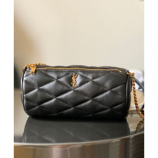 Fake YSL Saint Laurent Sade Mini Tube Bag In Quilted Lambskin Black Replica