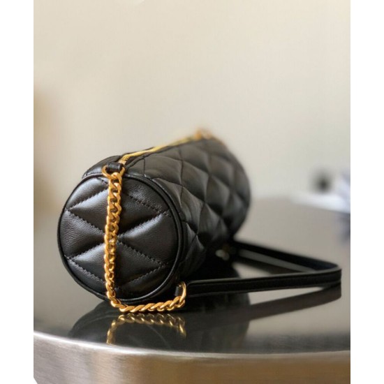 Fake YSL Saint Laurent Sade Mini Tube Bag In Quilted Lambskin Black Replica