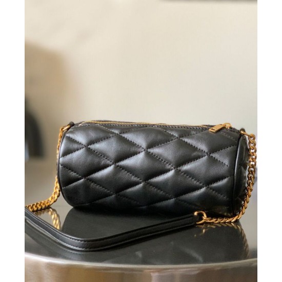 Fake YSL Saint Laurent Sade Mini Tube Bag In Quilted Lambskin Black Replica