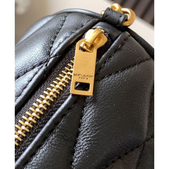 Fake YSL Saint Laurent Sade Mini Tube Bag In Quilted Lambskin Black Replica