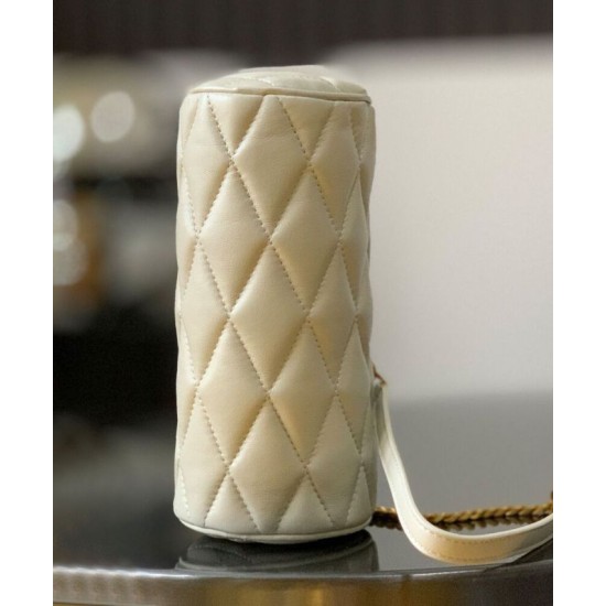 Fake YSL Saint Laurent Sade Mini Tube Bag In Quilted Lambskin Cream Replica