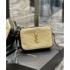 Replica YSL Saint Laurent Lou Camera Bag In Raffia And Leather Apricot