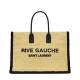 Fake YSL Saint Laurent Rive Gauche Tote Bag In Raffia And Leather Apricot Replica