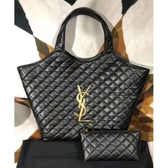 Replica YSL Saint Laurent Icare Maxi Shopping Bag In Quilted Lambskin Black