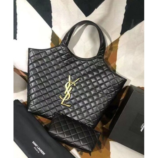 Replica YSL Saint Laurent Icare Maxi Shopping Bag In Quilted Lambskin Black
