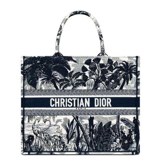 Replica Christian Dior Blue Palm Tree Toile de Jouy Embroidery Dark Blue