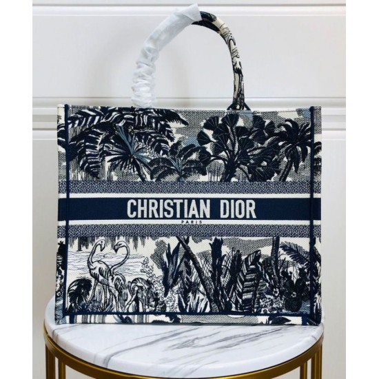 Replica Christian Dior Blue Palm Tree Toile de Jouy Embroidery Dark Blue