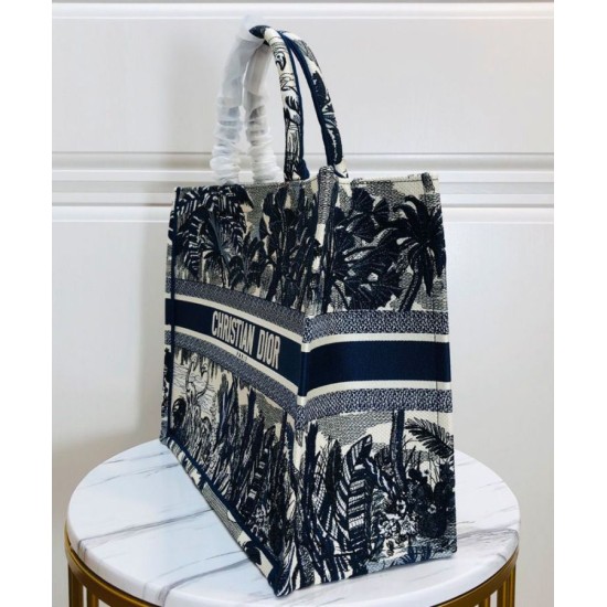 Replica Christian Dior Blue Palm Tree Toile de Jouy Embroidery Dark Blue