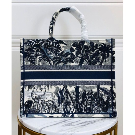 Replica Christian Dior Blue Palm Tree Toile de Jouy Embroidery Dark Blue