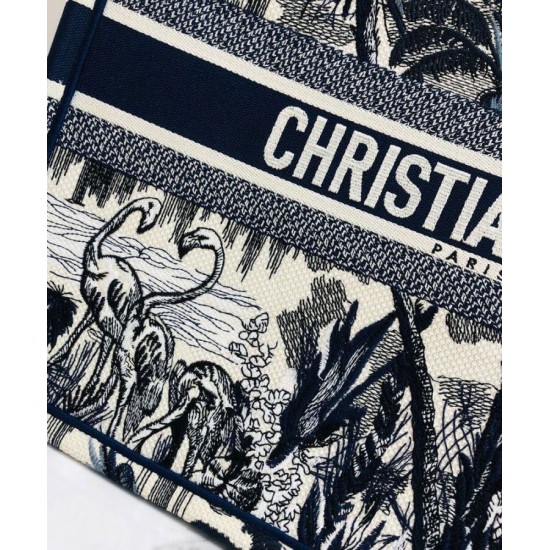Replica Christian Dior Blue Palm Tree Toile de Jouy Embroidery Dark Blue