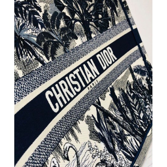 Replica Christian Dior Blue Palm Tree Toile de Jouy Embroidery Dark Blue