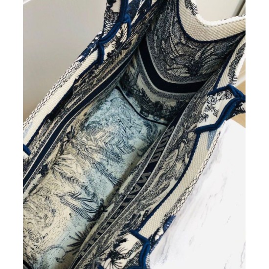 Replica Christian Dior Blue Palm Tree Toile de Jouy Embroidery Dark Blue