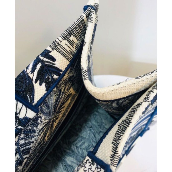 Replica Christian Dior Blue Palm Tree Toile de Jouy Embroidery Dark Blue