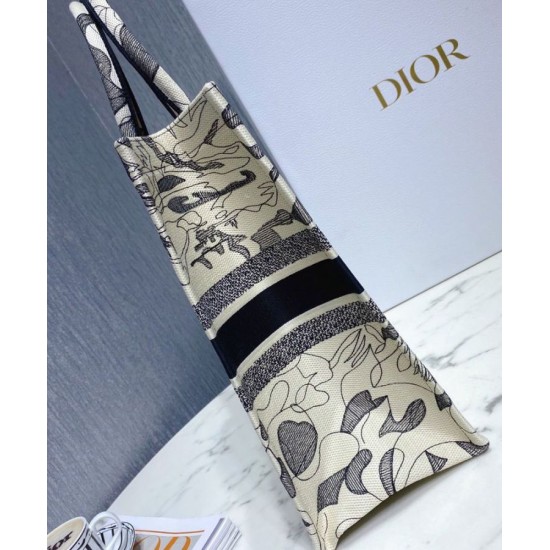 Fake Christian Dior Book Tote Multicolor Dior Around the World Embroidery Blue Replica