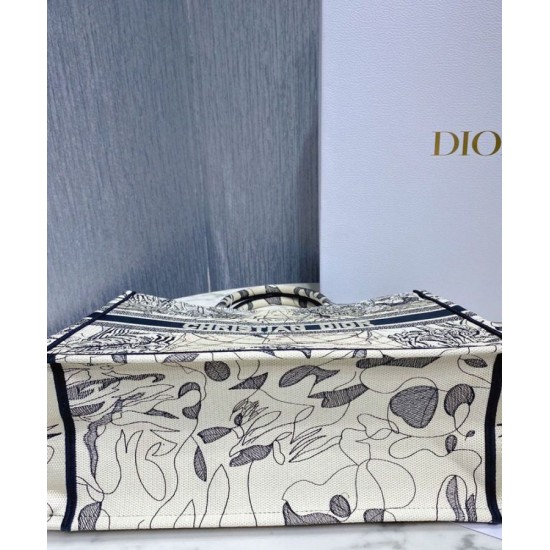 Fake Christian Dior Book Tote Multicolor Dior Around the World Embroidery Blue Replica