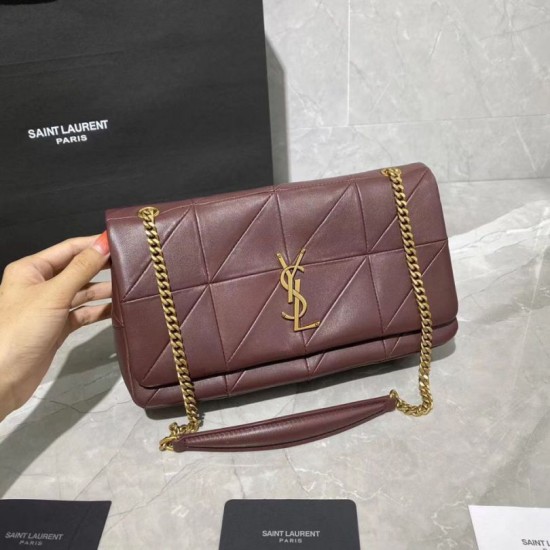 Fake YSL Saint Laurent Jamie Medium Carre Rive Gauche Flap Bag Dark Legion Red Replica