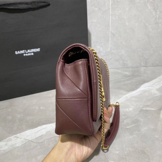 Fake YSL Saint Laurent Jamie Medium Carre Rive Gauche Flap Bag Dark Legion Red Replica