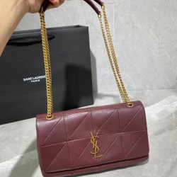 Fake YSL Saint Laurent Jamie Medium Carre Rive Gauche Flap Bag Dark Legion Red Replica