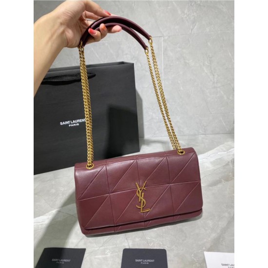 Fake YSL Saint Laurent Jamie Medium Carre Rive Gauche Flap Bag Dark Legion Red Replica