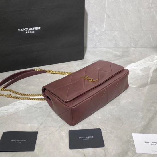 Fake YSL Saint Laurent Jamie Medium Carre Rive Gauche Flap Bag Dark Legion Red Replica