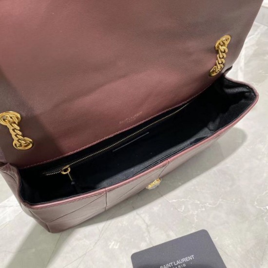 Fake YSL Saint Laurent Jamie Medium Carre Rive Gauche Flap Bag Dark Legion Red Replica
