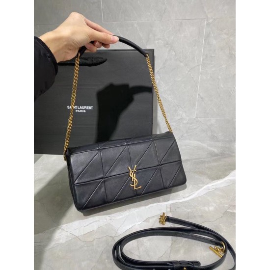 Fake YSL Saint Laurent Jamie Medium Carre Rive Gauche Flap Bag Black Replica