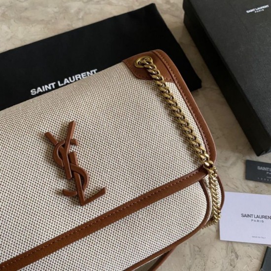 Fake YSL Saint Laurent Niki Medium Linen Bag Brown Replica Replica YSL Saint Laurent Niki Medium Linen Bag Brown