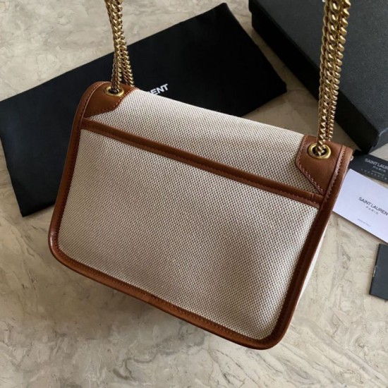 Fake YSL Saint Laurent Niki Medium Linen Bag Brown Replica Replica YSL Saint Laurent Niki Medium Linen Bag Brown
