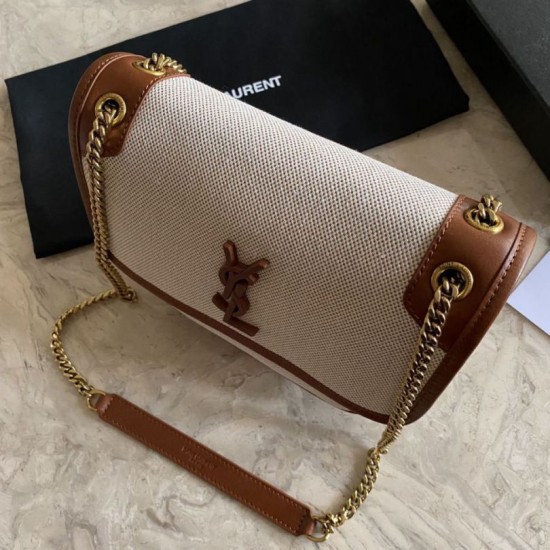 Fake YSL Saint Laurent Niki Medium Linen Bag Brown Replica Replica YSL Saint Laurent Niki Medium Linen Bag Brown