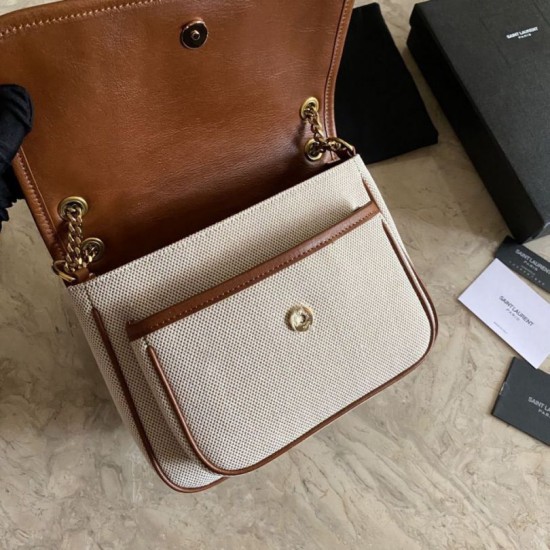 Fake YSL Saint Laurent Niki Medium Linen Bag Brown Replica Replica YSL Saint Laurent Niki Medium Linen Bag Brown