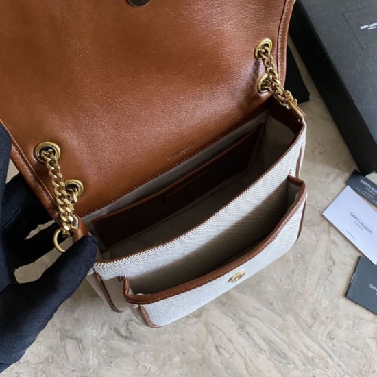 Fake YSL Saint Laurent Niki Medium Linen Bag Brown Replica Replica YSL Saint Laurent Niki Medium Linen Bag Brown