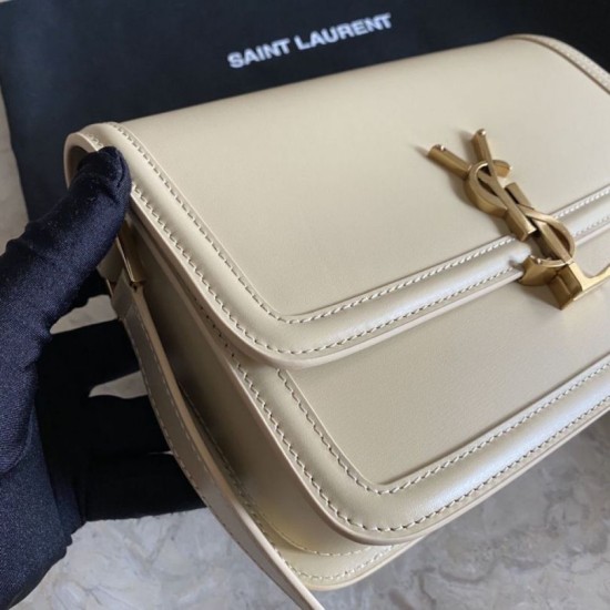 Fake YSL Saint Laurent Solferino Medium Monogram Satchel Bag Apricot Replica
