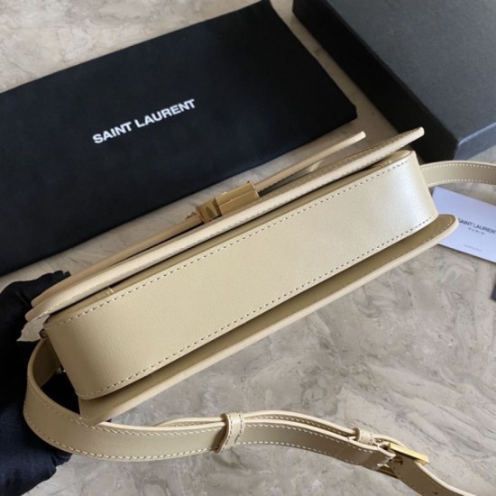 Fake YSL Saint Laurent Solferino Medium Monogram Satchel Bag Apricot Replica