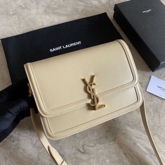 Fake YSL Saint Laurent Solferino Medium Monogram Satchel Bag Apricot Replica