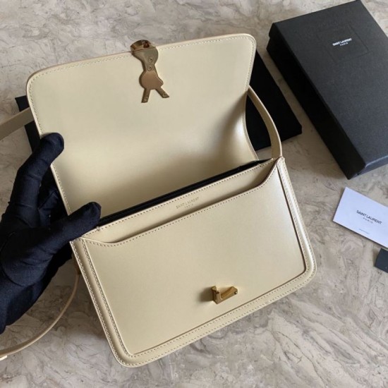 Fake YSL Saint Laurent Solferino Medium Monogram Satchel Bag Apricot Replica