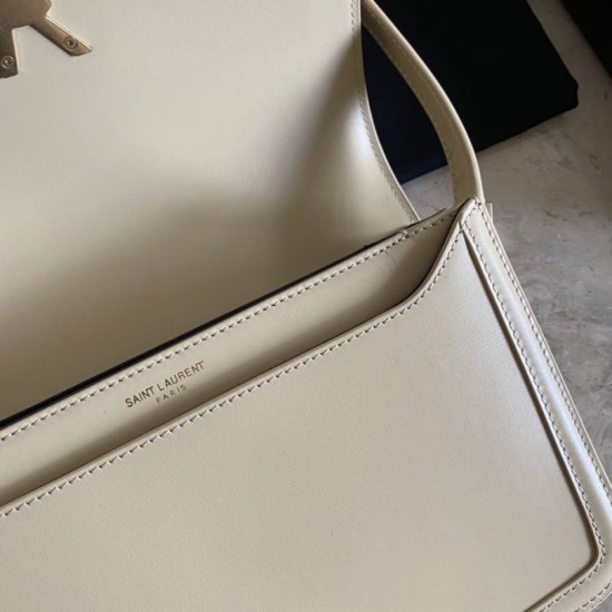 Fake YSL Saint Laurent Solferino Medium Monogram Satchel Bag Apricot Replica