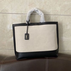 Replica YSL Saint Laurent Shopping Tag Bag White /Black