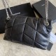 Fake YSL Saint Laurent Loulou Puffer Medium Bag Quilted Wrinkly Matte Leather Black Replica