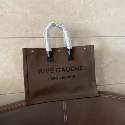 Replica YSL Saint Laurent Rive Gauche Tote Bag Coffee