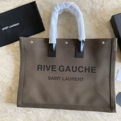 Replica YSL Saint Laurent Rive Gauche Tote Bag Coffee