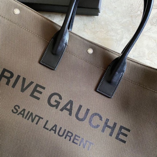 Replica YSL Saint Laurent Rive Gauche Tote Bag Coffee